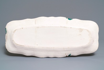 An exceptionally large French faience de l'Est chinoiserie elongated oval dish, Strasbourg, 18th C.